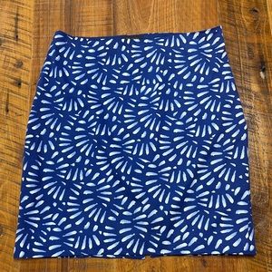 The Limited Geometric Pattern Blue Print Pencil Skirt, Size 10